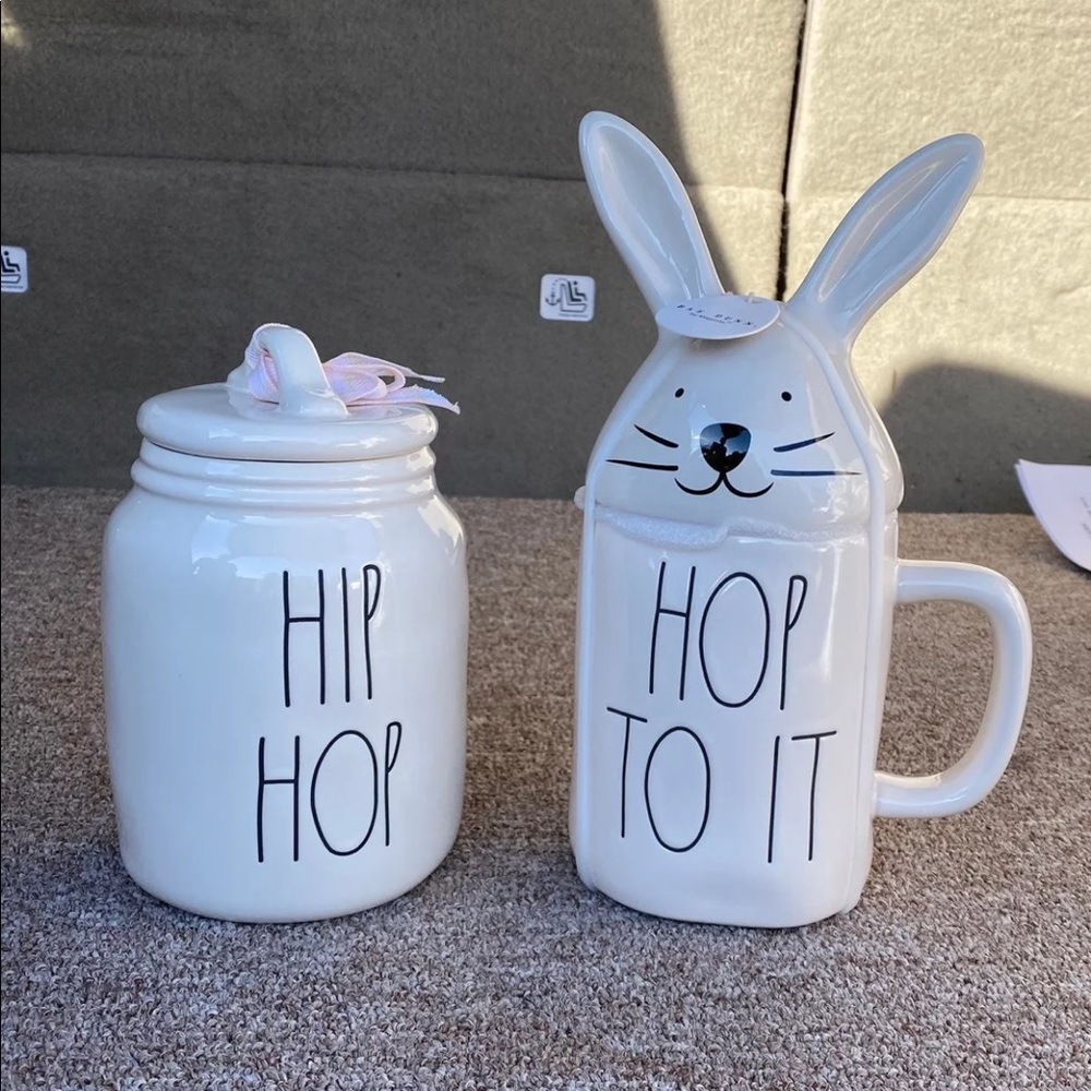 Rae Dunn HIP HOP canister & HOP TO IT mug set